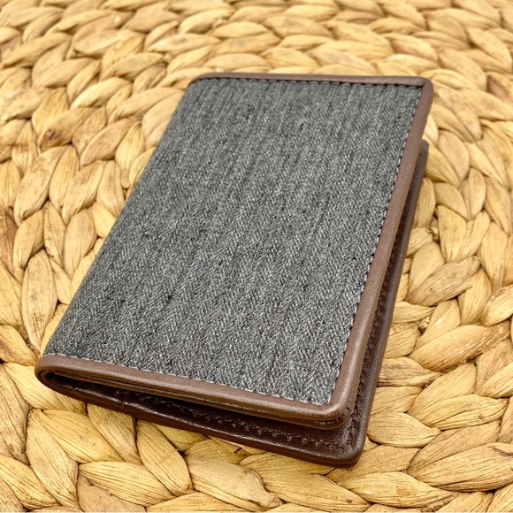 Jack Spade Accessories Jack Spade Grey Canvas Brown Leather Bifold